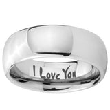 8mm I Love You Mirror Dome Tungsten Carbide Wedding Bands Ring