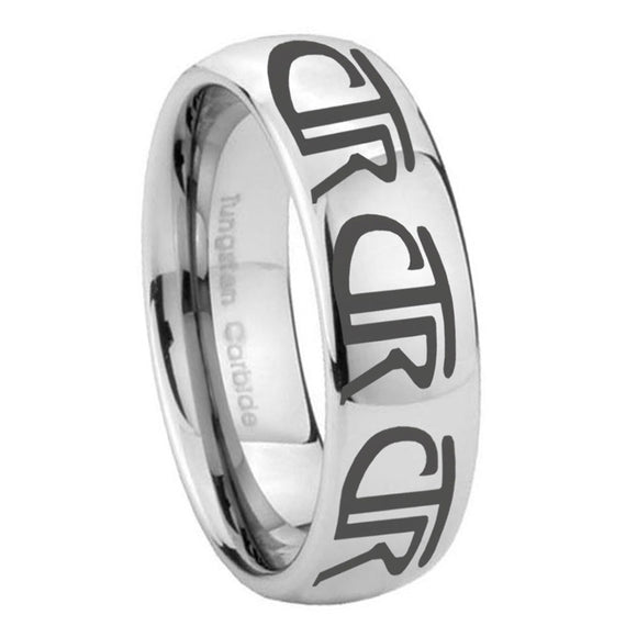 10mm Multiple CTR Mirror Dome Tungsten Carbide Mens Bands Ring