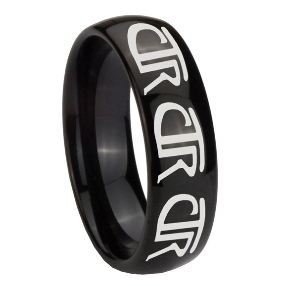 10mm Multiple CTR Dome Black Tungsten Carbide Mens Ring Engraved