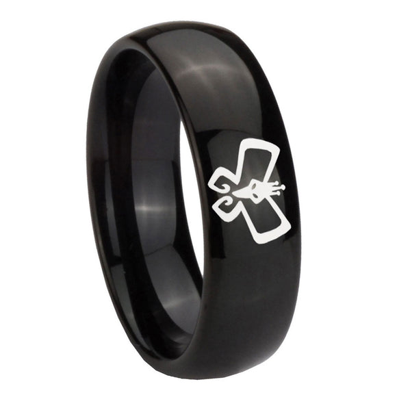 10mm Monarch Dome Black Tungsten Carbide Wedding Engagement Ring