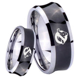 8mm Ghostbusters Concave Black Tungsten Carbide Men's Wedding Ring