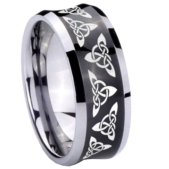 10mm Celtic Knot Concave Black Tungsten Carbide Men's Engagement Band