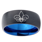 10mm Fleur De Lis Dome Tungsten Carbide Blue Engagement Ring