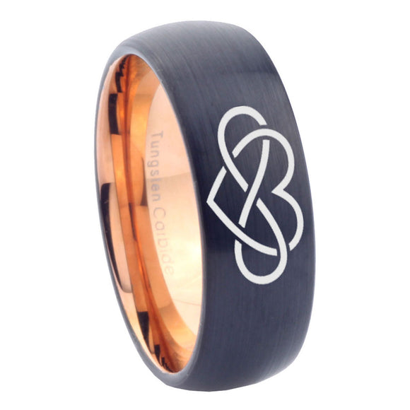10mm Infinity Love Dome Tungsten Carbide Rose Gold Personalized Ring