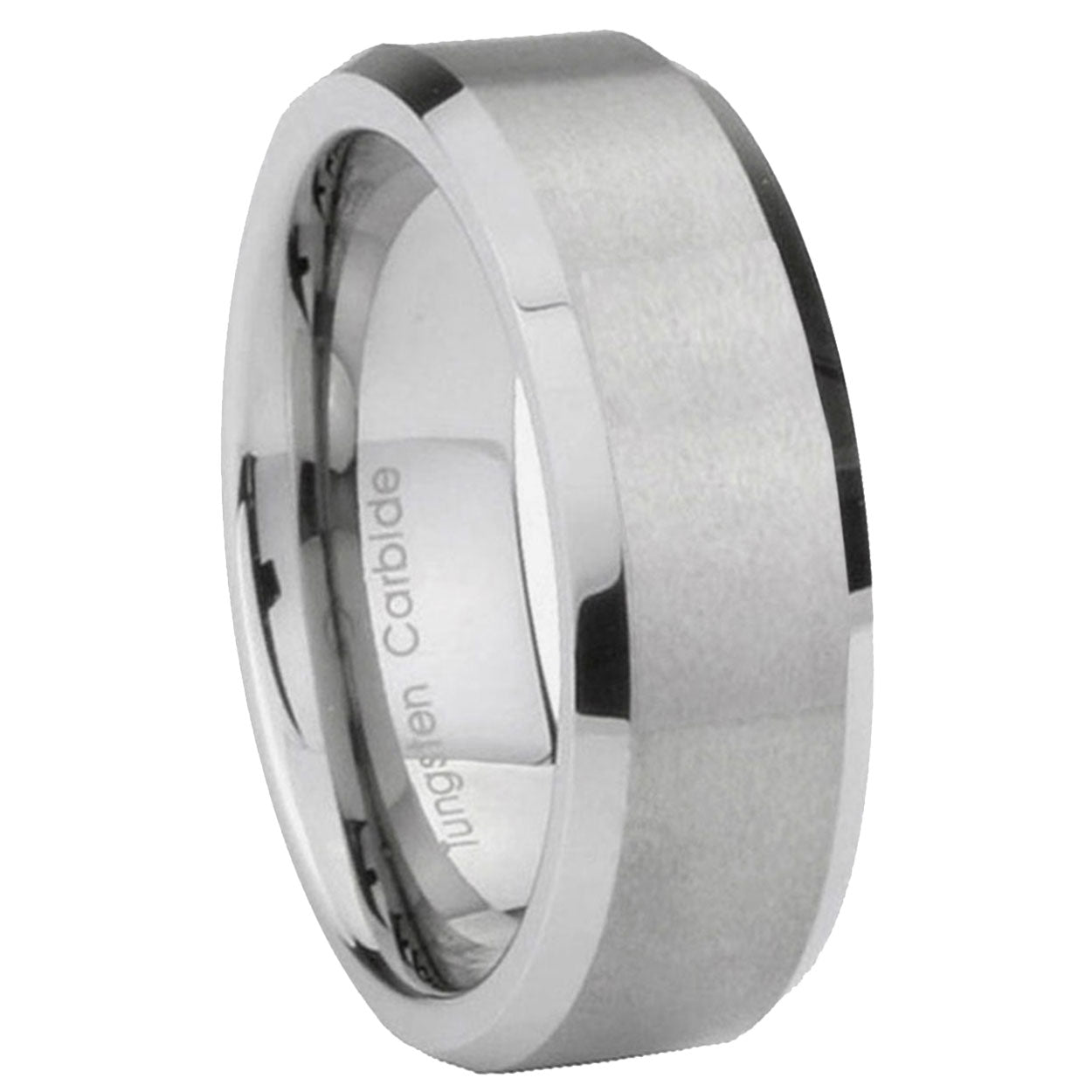 Beveled Brushed Gray Tungsten Wedding Bands
