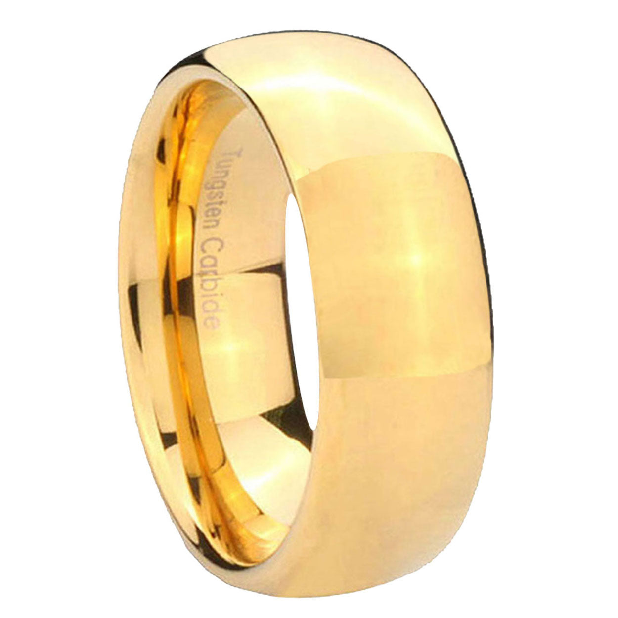 Classic Dome High Polish Gold Tungsten Rings