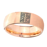 8mm-Dome-Rose-Gold-Tungsten-Floral-Initial-Letter-I,-Monogram-Ring