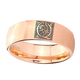 8mm-Dome-Rose-Gold-Tungsten-Floral-Initial-Letter-Q,-Monogram-Ring