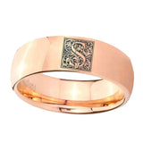 8mm-Dome-Rose-Gold-Tungsten-Floral-Initial-Letter-S,-Monogram-Ring