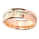8mm Lord Of The Rings Dome Polish Rose Gold Wedding Band For Men