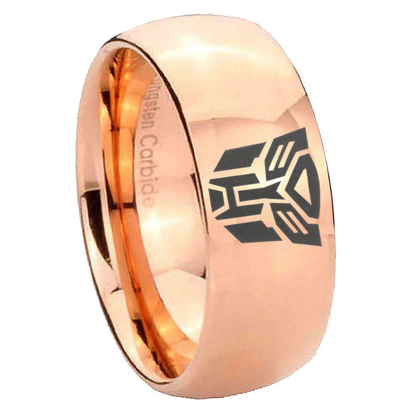 8mm Transformers Autobot Dome Polish Rose Gold Tungsten Rings For Women