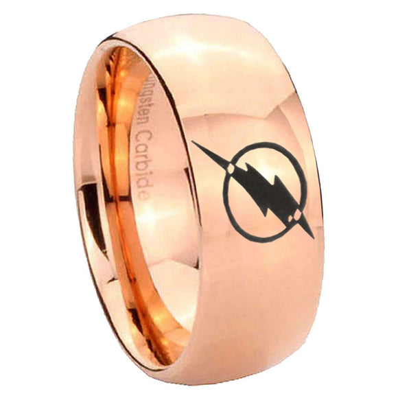 8mm Flash Dome Polish Rose Gold Tungsten Rings For Women
