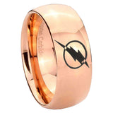 8mm Flash Dome Polish Rose Gold Tungsten Rings For Women
