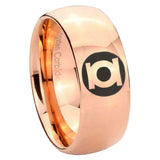 8mm Green Lantern Dome Polish Rose Gold Women's Tungsten Wedding Bands