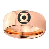 8mm Green Lantern Dome Polish Rose Gold Women's Tungsten Wedding Bands