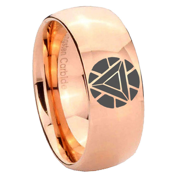 8mm Iron Man Art Reactor Dome Polish Rose Gold Wedding Band For Men