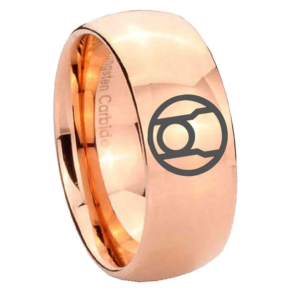 8mm Red Lantern Dome Polish Rose Gold Carbide Wedding Bands
