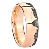 8mm DC Washington City Dome Polish Rose Gold Tungsten Mens Wedding Rings