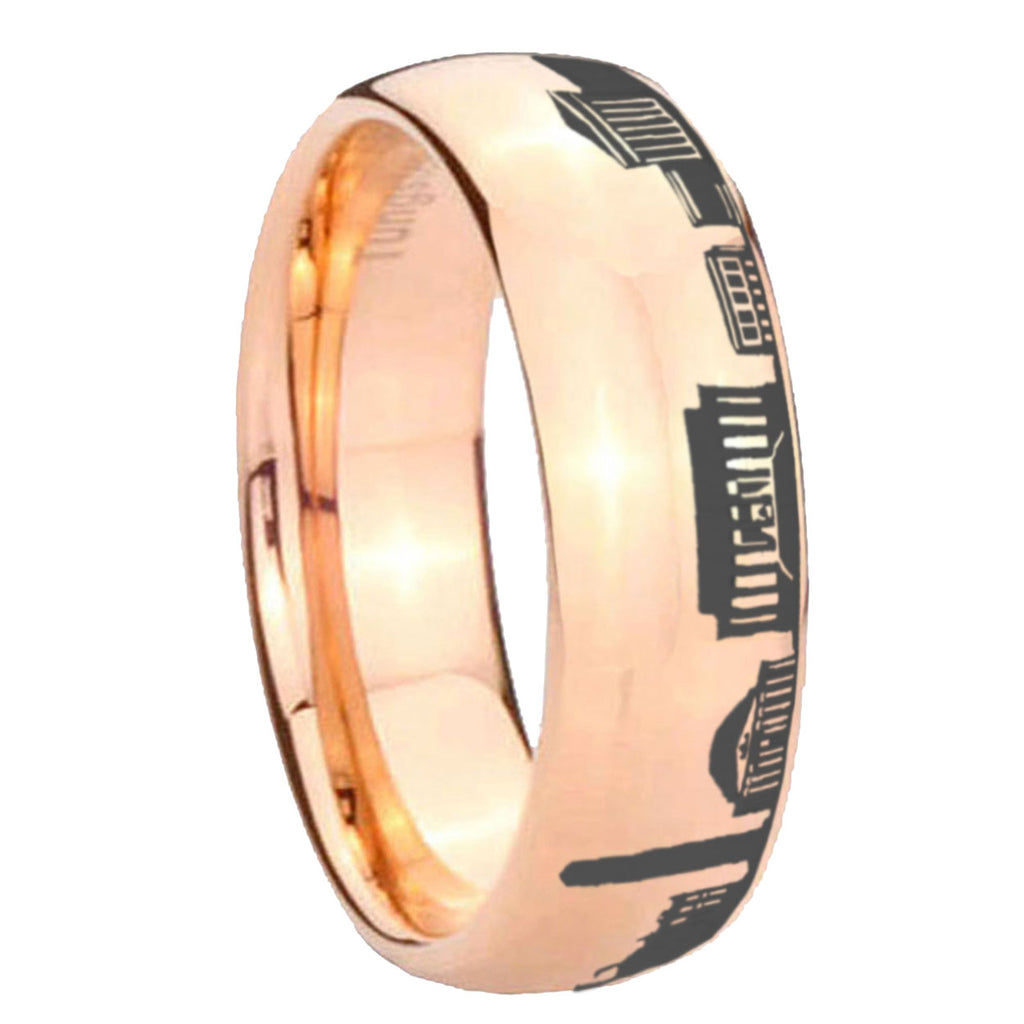 8MM DC Washington City Dome Polish Rose Gold Tungsten Ring