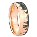France Paris City Dome Polish Rose Gold Tungsten Ring