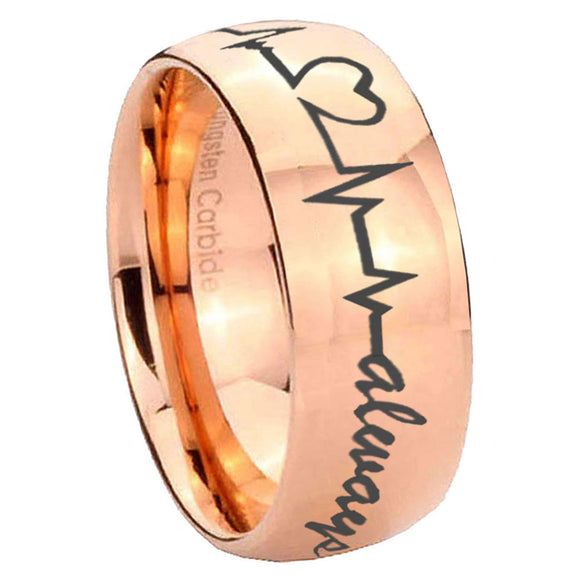 8mm-Heart-Beat-forever-Heart-always-Dome-Rose-Gold-Tungsten-Carbide-Anniversary-Ring