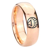 8mm White Lantern Dome Polish Rose Gold Engraved Tungsten Wedding Rings