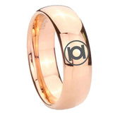 8mm Green Lantern Dome Polish Rose Gold Engraved Tungsten Wedding Rings