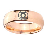 8mm Green Lantern Dome Polish Rose Gold Engraved Tungsten Wedding Rings
