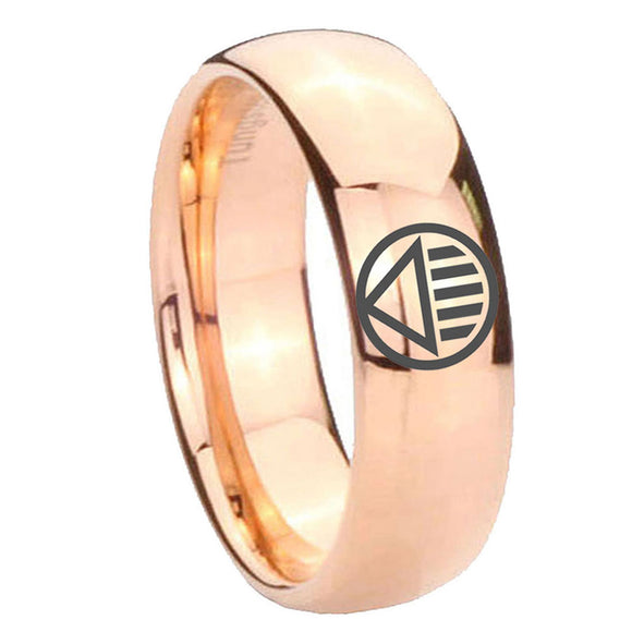 8mm Black Lantern Dome Polish Rose Gold Engrave Rings