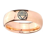 8mm Black Lantern Dome Polish Rose Gold Engrave Rings