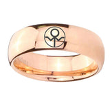 8mm Gray Lantern Dome Polish Rose Gold Carbide Wedding Bands