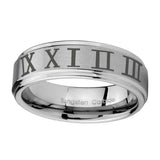10mm-Roman-Numeral-Step-Edges-Brushed-Tungsten-Carbide-Mens-Ring-Personalized