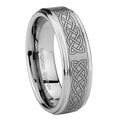 10mm Celtic Knot Step Edges Brushed Tungsten Carbide Mens Wedding Ring