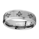 10mm-Master-Mason-Masonic--Step-Edges-Brushed-Tungsten-Carbide-Promise-Ring