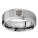 10mm-Transformers-Autobot-Step-Edges-Brushed-Tungsten-Custom-Ring-for-Men