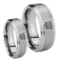 Transformers Autobot Step Edges Brushed Tungsten Bridal Set Ring