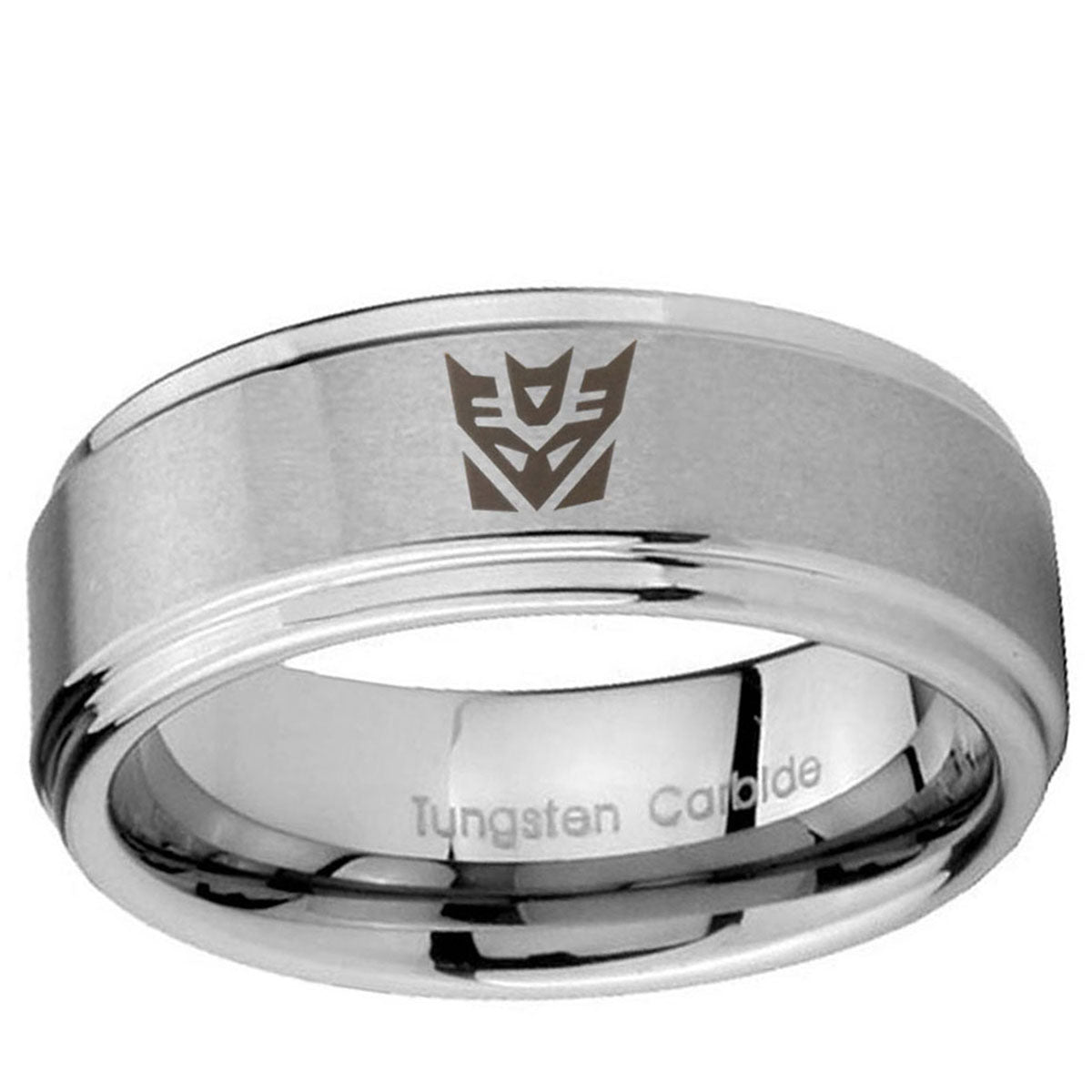 5mm Decepticon Transformers Step Edge Silver Tungsten Ring