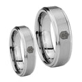 Chief Master Sergeant Vector Step Edges Brushed Tungsten His And Hers Ring