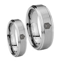 Army Sergeant Major Step Edges Brushed Tungsten Engagement Ring Set