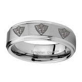 10mm-Multiple-CTR-Step-Edges-Brushed-Tungsten-Carbide-Wedding-Bands-Ring