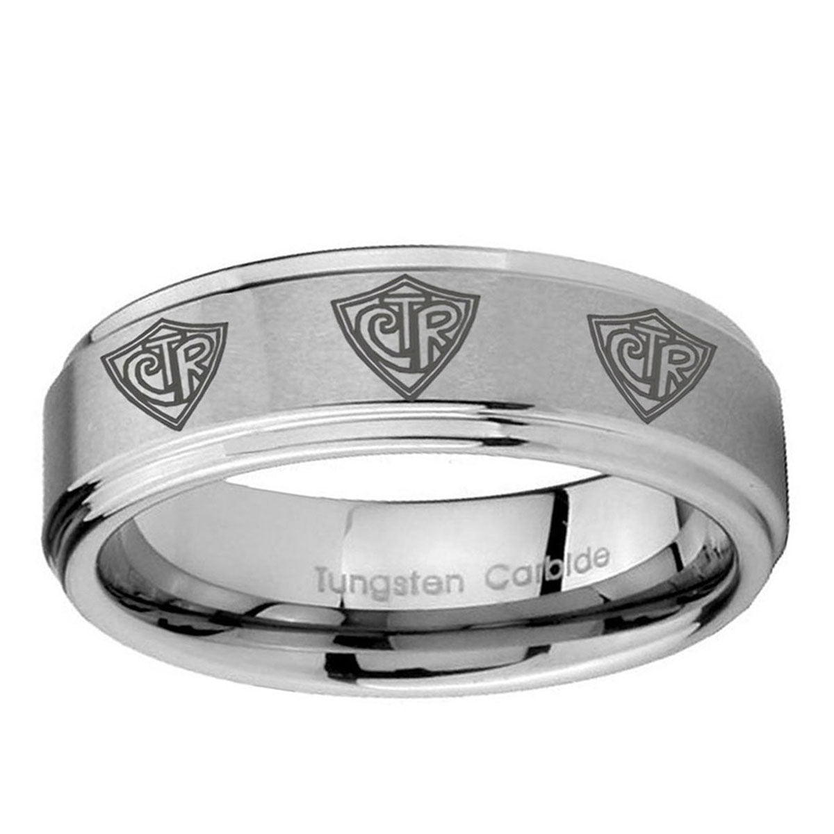 10mm Multiple CTR Step Edge Brushed Tungsten Ring