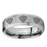 5, 8mm Multiple CTR Step Edge Brushed Tungsten Carbide Mens Engagement Ring