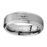 10mm-Skull-Step-Edges-Brushed-Tungsten-Carbide-Mens-Engagement-Ring
