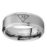 10mm-Masonic-32-Triangle-Freemason-Step-Edges-Brushed-Tungsten-Carbide-Mens-Anniversary-Ring