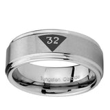 10mm-Masonic-32-Triangle-Design-Freemason-Step-Edges-Brushed-Tungsten-Carbide-Mens-Anniversary-Ring