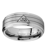 10mm-Masonic-32-Duo-Line-Freemason-Step-Edges-Brushed-Tungsten-Carbide-Mens-Anniversary-Ring