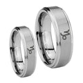 Capricorn Zodiac Step Edges Brushed Tungsten His and Hers