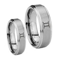 Gemini Zodiac Step Edges Brushed Tungsten Couples Ring Set