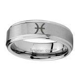 8mm-Pisces-Zodiac-Step-Edges-Brushed-Tungsten-Carbide-Mens-Wedding-Band