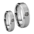 Virgo Zodiac Step Edges Brushed Tungsten His Hers Set Rings